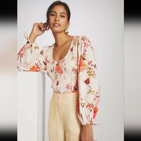 Anthropologie Tops - NEW Maeve Floral Blouse in Pink and Cream